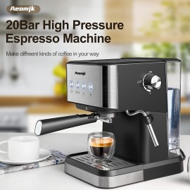 Fast Heating Espresso Machine, With Milk Frother Wand - Perfect For Home Baristas And RVs - 20 Bar Pressure For Rich, Flavorful Coffee