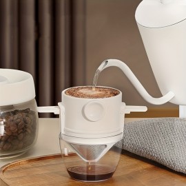 1 Pc Stainless Steel Portable Coffee Filter - Easy To Clean, Reusable, Paperless Pour Over Dripper With Foldable Funnel
