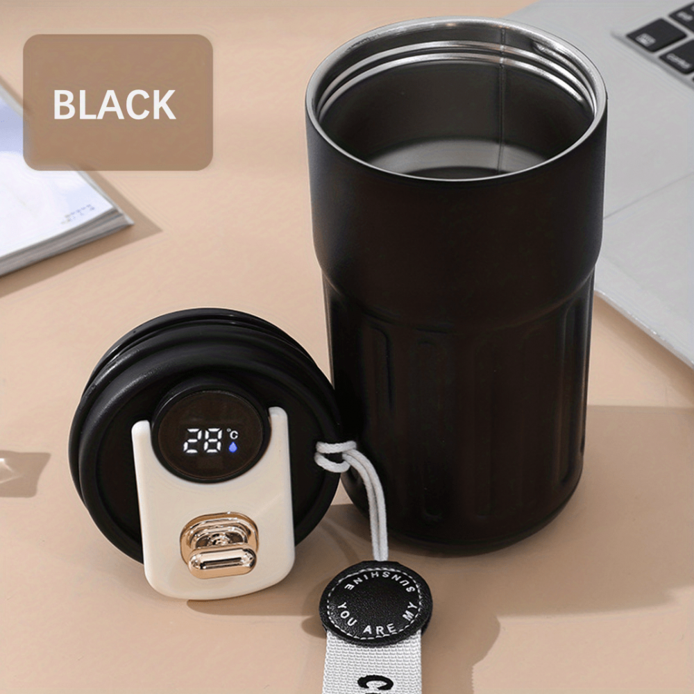 Smart Temperature Display Coffee Cup Insulation Cup, Girls Cute Walking Student Male Portable Car Water Cup Icecup