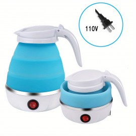 Travel Folding Electric Kettle, Portable, Upgraded Food-grade Silicone, 304 Stainless Steel Heating Base, 20.29oz Kettle, 5-minute Rapid Boiling, Convenient Storage, Detachable Power Cord 110V (blue, White, Pink)