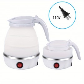 Travel Folding Electric Kettle, Portable, Upgraded Food-grade Silicone, 304 Stainless Steel Heating Base, 20.29oz Kettle, 5-minute Rapid Boiling, Convenient Storage, Detachable Power Cord 110V (blue, White, Pink)