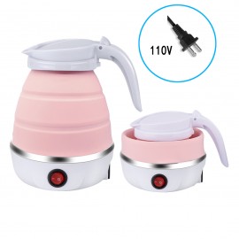 Travel Folding Electric Kettle, Portable, Upgraded Food-grade Silicone, 304 Stainless Steel Heating Base, 20.29oz Kettle, 5-minute Rapid Boiling, Convenient Storage, Detachable Power Cord 110V (blue, White, Pink)