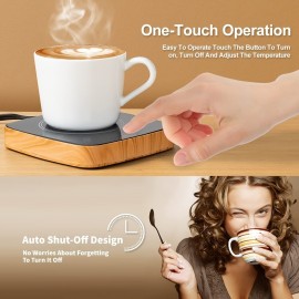 Coffee Mug Quick Warmer, Waterproof Smart Cup Mug Warming Appliance, 3 Temperature Settings, For Home Office Desk Electric Warming Espresso, Beverages, Milk, Tea And Hot Chocolate (Wood Grain) Thoughtful Gift For Friends And Family