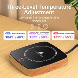 Coffee Mug Quick Warmer, Waterproof Smart Cup Mug Warming Appliance, 3 Temperature Settings, For Home Office Desk Electric Warming Espresso, Beverages, Milk, Tea And Hot Chocolate (Wood Grain) Thoughtful Gift For Friends And Family