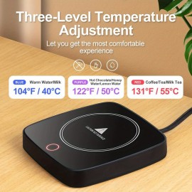 Coffee Mug Quick Warmer, Waterproof Smart Cup Mug Warming Appliance, 3 Temperature Settings, For Home Office Desk Electric Warming Espresso, Beverages, Milk, Tea And Hot Chocolate (Wood Grain) Thoughtful Gift For Friends And Family