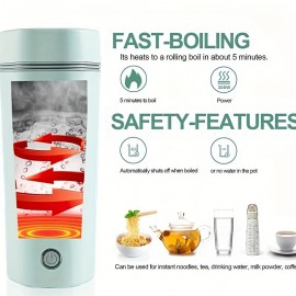 1pc 11.83oz Fast Boiling Electric Kettle, Detachable Electrical Wire US Plug, Suitable For Business Trips, Travel, Office, Home, With Automatic Shut-Off Function