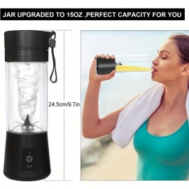 380ml, 4 Colors USB Rechargeable Personal Portable Blender For Smoothies And Shakes - Mini Juicer Cup For Travel - Small Size Blender With Powerful Motor And Easy To Clean Design