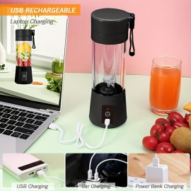 380ml, 4 Colors USB Rechargeable Personal Portable Blender For Smoothies And Shakes - Mini Juicer Cup For Travel - Small Size Blender With Powerful Motor And Easy To Clean Design