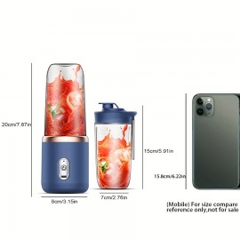 2cups Electric Fruit Juicer Blender Juice Mixer Mini Wireless Portable Household USB Charging 6 Blade Gift Juice Cup