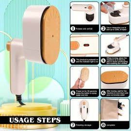 Micro Steam Iron Hand Held Steamer 3 In 1 Mini Steam Iron, Mini Travel Iron With Steam, Portable Ironing Clothes Foldable Rotating Handheld Steam Iron, Travel Mini Steam Iron Wrinkle Remover Ironing Machine
