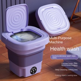 Foldable Portable Washing Machine With 2.11gal Large Capacity, 3 Deep Cleaning Modes, Soft Spin Dry For Underwear, Socks, Baby Clothes, Towels, And Travel - Half Automatic Mini Washer