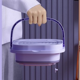 Foldable Portable Washing Machine With 2.11gal Large Capacity, 3 Deep Cleaning Modes, Soft Spin Dry For Underwear, Socks, Baby Clothes, Towels, And Travel - Half Automatic Mini Washer
