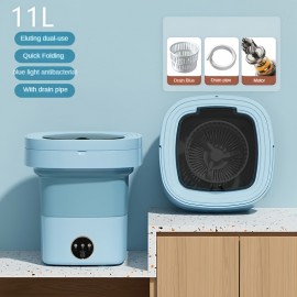 Foldable Portable Washing Machine With 2.11gal Large Capacity, 3 Deep Cleaning Modes, Soft Spin Dry For Underwear, Socks, Baby Clothes, Towels, And Travel - Half Automatic Mini Washer