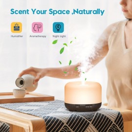 16.91oz Aromatherapy Oil Diffuser, 5V 2A USB Powered Wood Grain Color Essential Oil Aroma Diffuser, Auto Shut Off (When Water Use Out)  With Remote Control For Home Office Bedroom