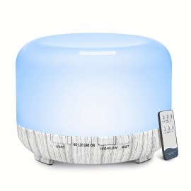16.91oz Aromatherapy Oil Diffuser, 5V 2A USB Powered Wood Grain Color Essential Oil Aroma Diffuser, Auto Shut Off (When Water Use Out)  With Remote Control For Home Office Bedroom