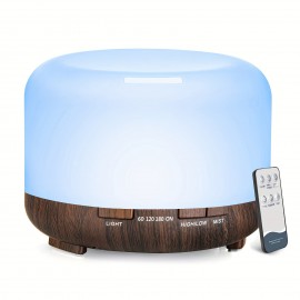 16.91oz Aromatherapy Oil Diffuser, 5V 2A USB Powered Wood Grain Color Essential Oil Aroma Diffuser, Auto Shut Off (When Water Use Out)  With Remote Control For Home Office Bedroom