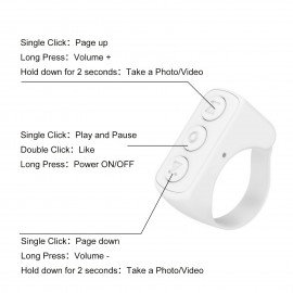 Remote Control Remote Control For Cell Phone Wireless Camera Video Recording Remote, Scrolling Ring For IPhone/Android/Ipad/Camera/ Remote Shutter Selfie Button Controller For Photos & Videos Chargeable Remote For Lazy Lying Down Control Cell Phones