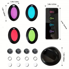 Remote Key Finder, Anti-Lost Reminder Tracker Wireless Key RF Locator for Phone Pets Keychain Wallet Luggage Pet Cat Dog Tracking Tracker 1 RF Transmitter & 4 Receivers, Halloween Gifts for Friends and Family