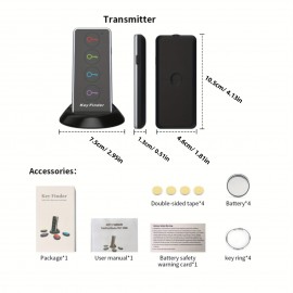 Remote Key Finder, Anti-Lost Reminder Tracker Wireless Key RF Locator for Phone Pets Keychain Wallet Luggage Pet Cat Dog Tracking Tracker 1 RF Transmitter & 4 Receivers, Halloween Gifts for Friends and Family