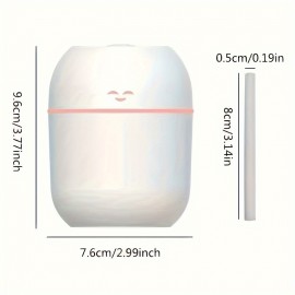 7.44oz Ultrasonic Essential Oil Diffuser With LED Lamp For Home And Car -Happy Face Humidifier With USB Mist Maker For Aromatherapy Spray