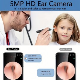 Ear Wax Removal, Waterproof Ear Wax Cleaner With Camera, 6 LED Lights, WiFi Ear Cleaning Kit, Otoscope With Light, Compatible With IPhone, IPad, Android Smartphones