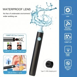 Ear Wax Removal, Waterproof Ear Wax Cleaner With Camera, 6 LED Lights, WiFi Ear Cleaning Kit, Otoscope With Light, Compatible With IPhone, IPad, Android Smartphones
