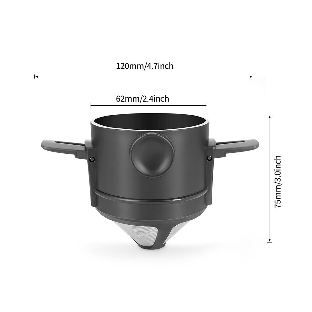 1 pc stainless steel portable coffee filter easy to clean reusable paperless pour over dripper with foldable funnel details 7