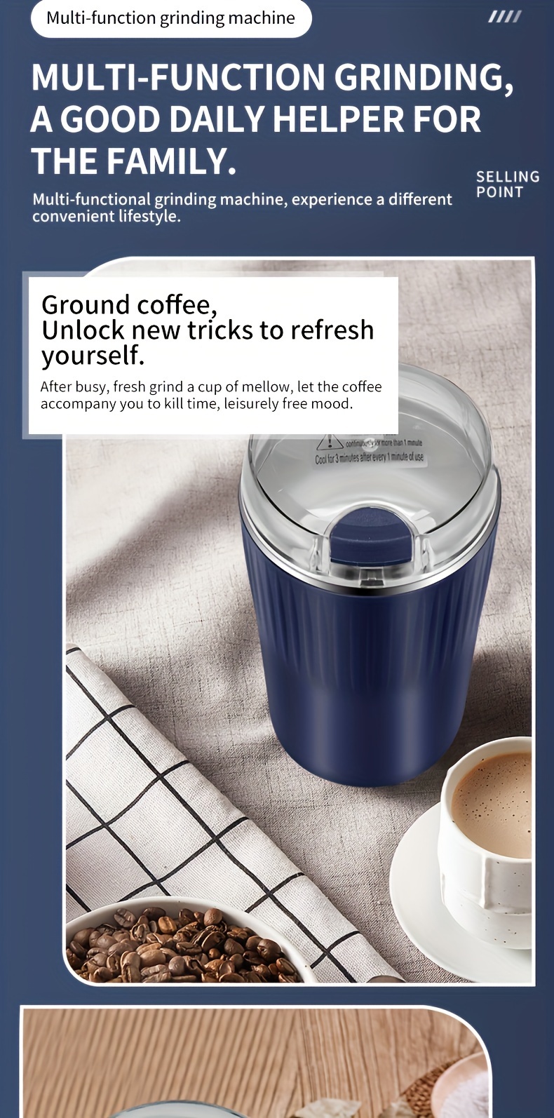 8 blades 100g capacity powerful electric coffee bean grinder with one touch push button control perfect for espresso spices herbs and nuts details 7