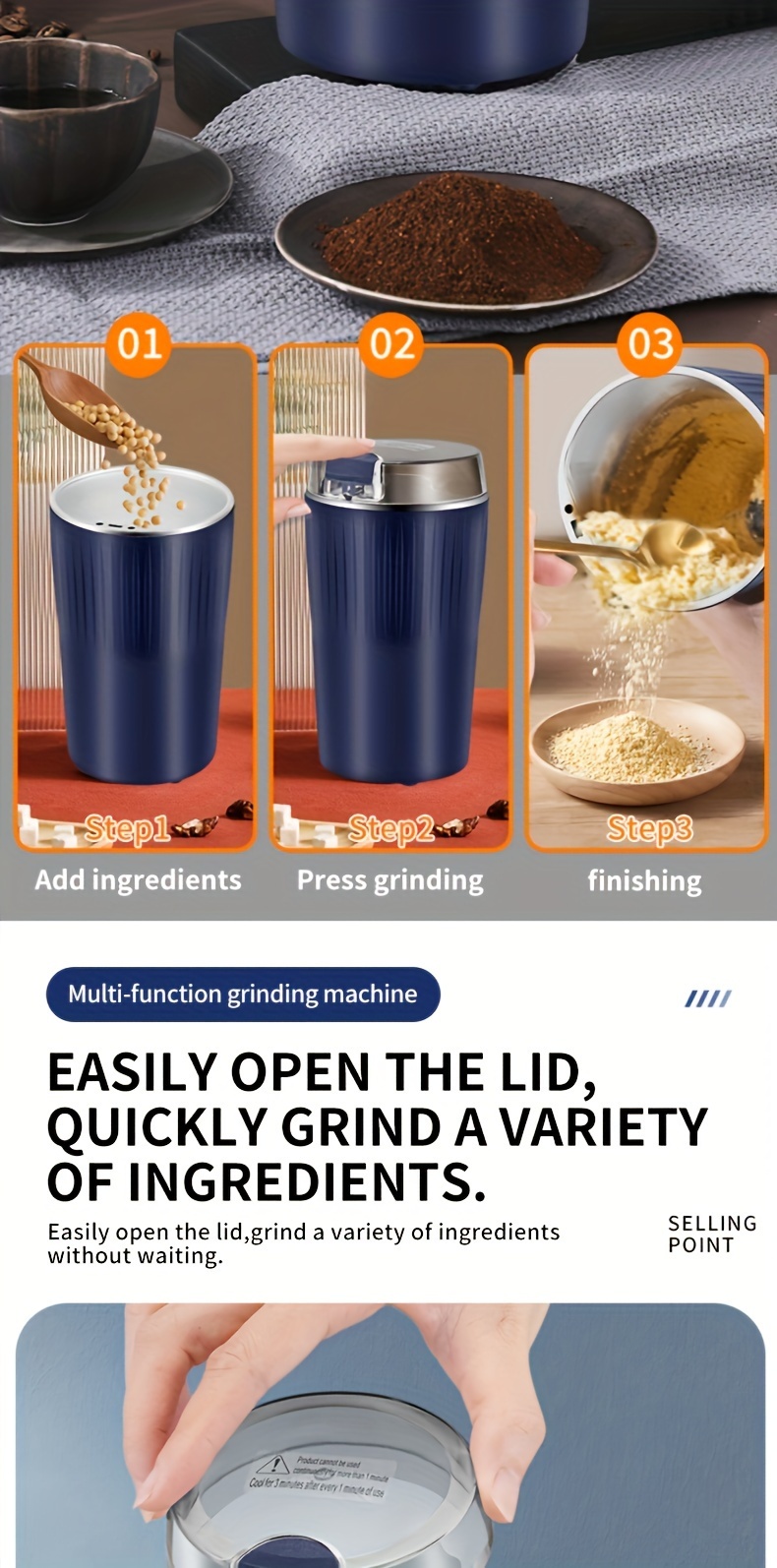 8 blades 100g capacity powerful electric coffee bean grinder with one touch push button control perfect for espresso spices herbs and nuts details 10