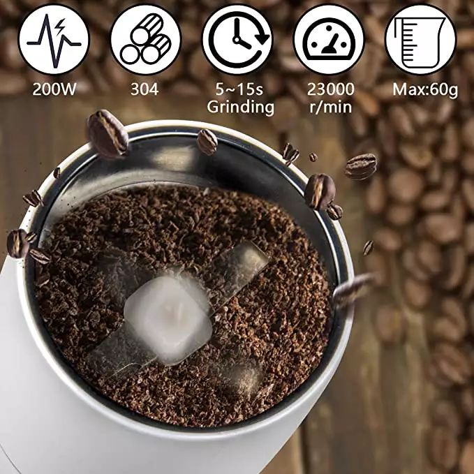 effortless grinding of coffee herbs spices nuts grains electric stainless steel coffee spice grinder details 5