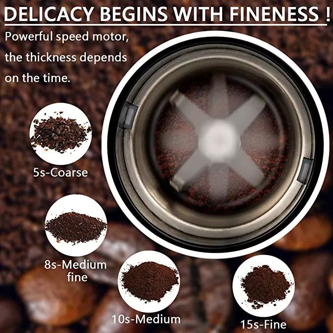 effortless grinding of coffee herbs spices nuts grains electric stainless steel coffee spice grinder details 6