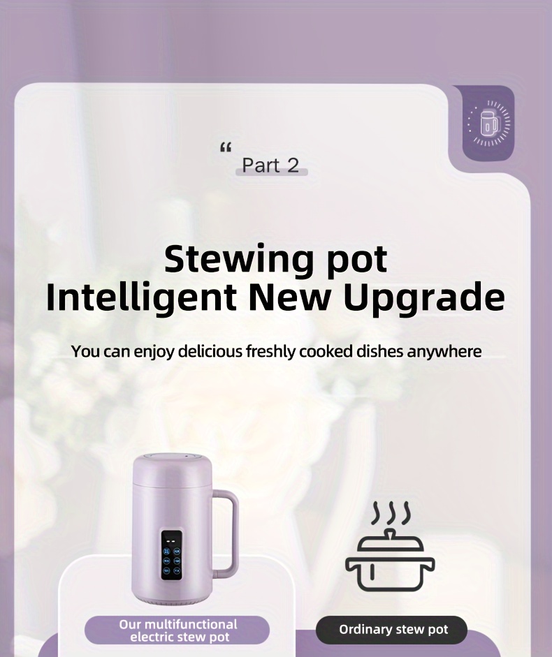 1pc electric pot multi functional electric health pot rice cooker mini portable kettle multi function 500w power ceramic glaze inner pot 12 hour reservation temperature control protection silent details 0