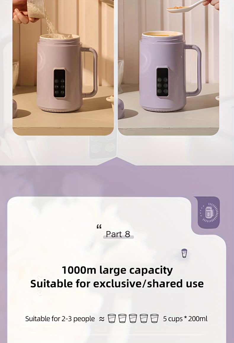 1pc electric pot multi functional electric health pot rice cooker mini portable kettle multi function 500w power ceramic glaze inner pot 12 hour reservation temperature control protection silent details 8