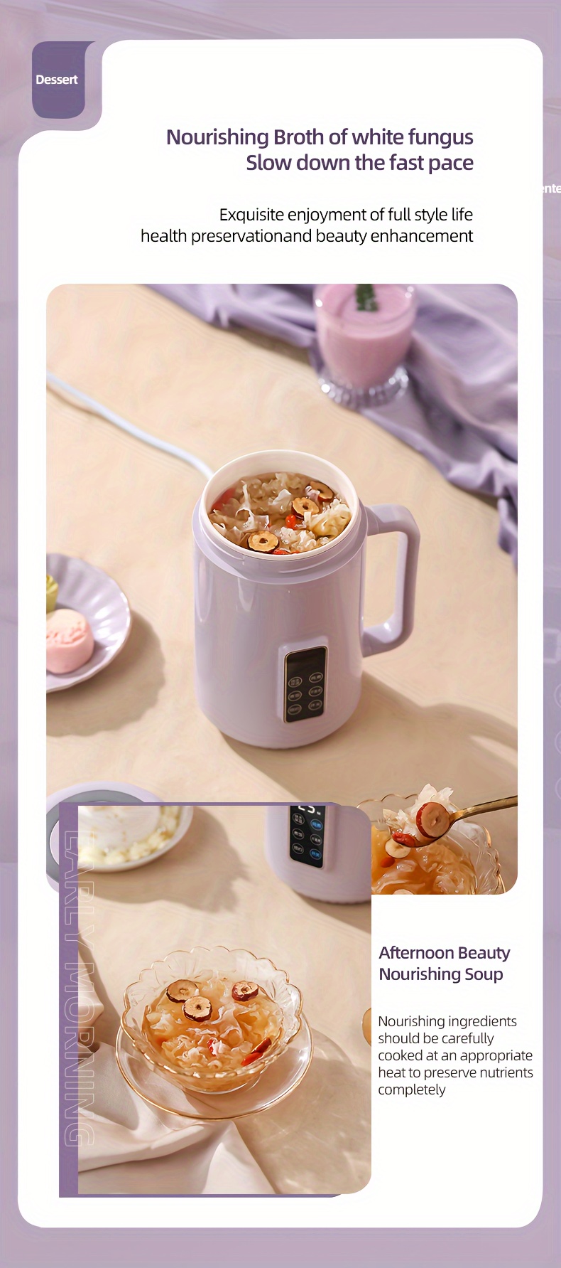 1pc electric pot multi functional electric health pot rice cooker mini portable kettle multi function 500w power ceramic glaze inner pot 12 hour reservation temperature control protection silent details 14
