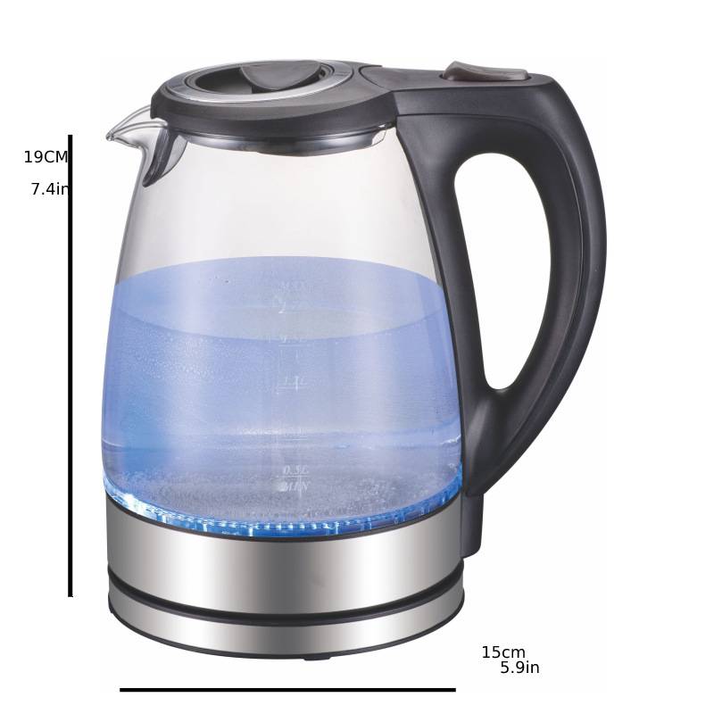1200w glass electric kettle with stainless steel filter and inner lid 1 7l capacity wide opening fast boiling perfect for tea and hot water black details 0