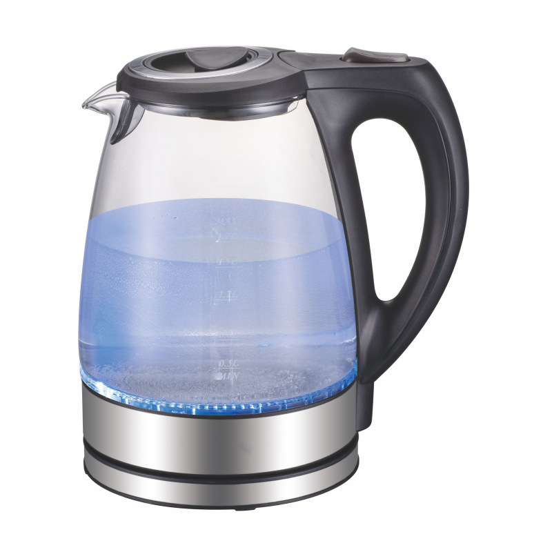 1200w glass electric kettle with stainless steel filter and inner lid 1 7l capacity wide opening fast boiling perfect for tea and hot water black details 2