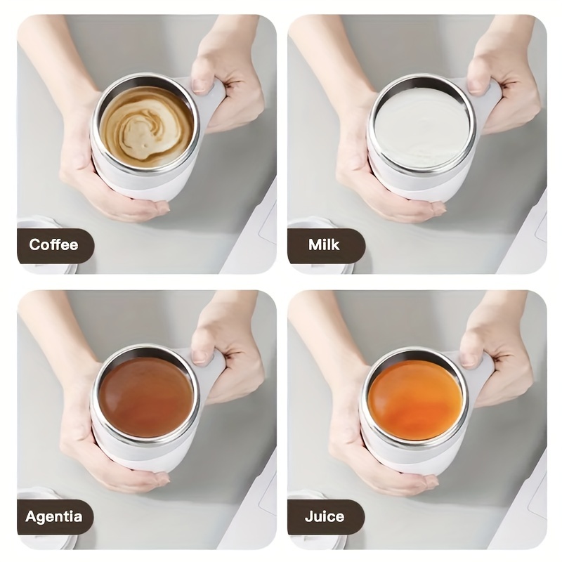 full automatic mixing cup, full automatic mixing cup rotating water cup electric coffee cup lazy portable milk stainless steel cup details 5