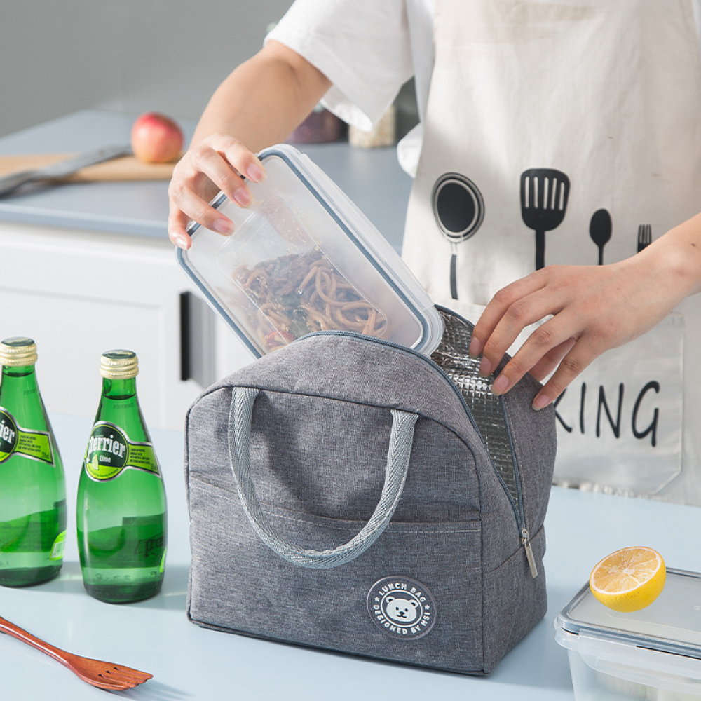 portable lunch bag lunch box insulated canvas tote pouch school bento portable dinner container picnic food storage details 2