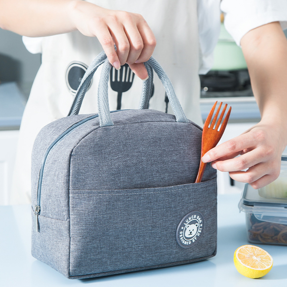 portable lunch bag lunch box insulated canvas tote pouch school bento portable dinner container picnic food storage details 6