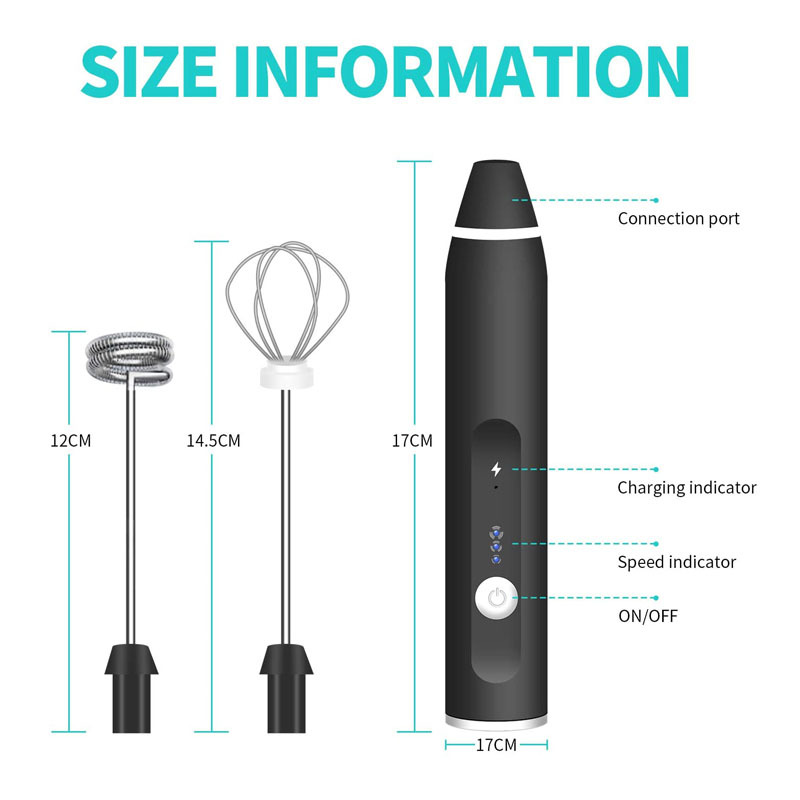mini blender, wireless electric milk frother with usb charging handheld mini blender for coffee cappuccino and cream portable whisk mixer with fast foam technology details 0