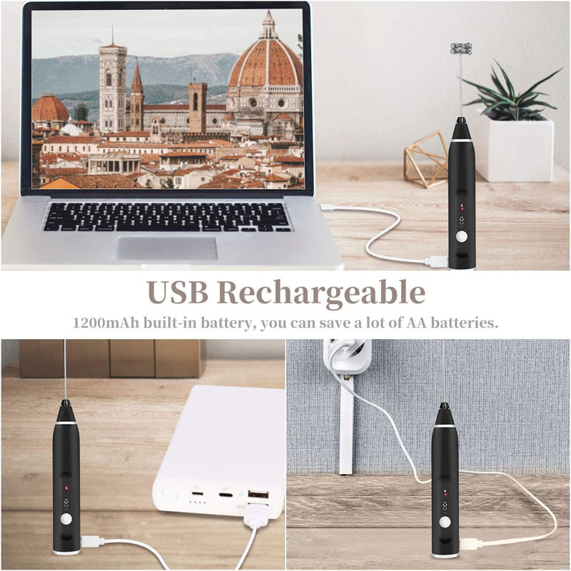 mini blender, wireless electric milk frother with usb charging handheld mini blender for coffee cappuccino and cream portable whisk mixer with fast foam technology details 2