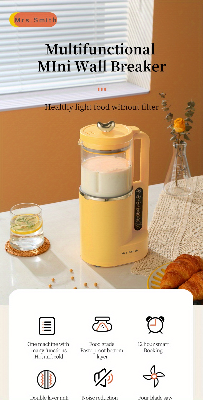 800ml portable soy milk maker juicer self cleaning free filtering for 1 4 person households details 0