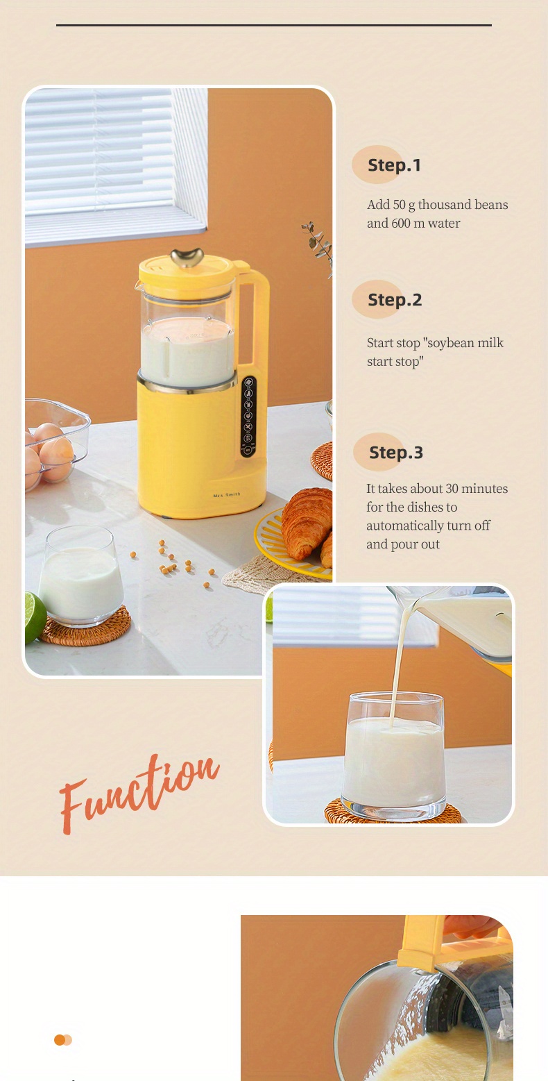 800ml portable soy milk maker juicer self cleaning free filtering for 1 4 person households details 5