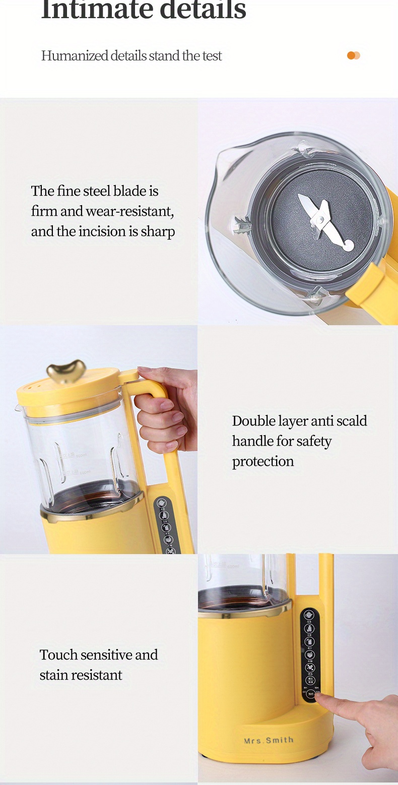 800ml portable soy milk maker juicer self cleaning free filtering for 1 4 person households details 10