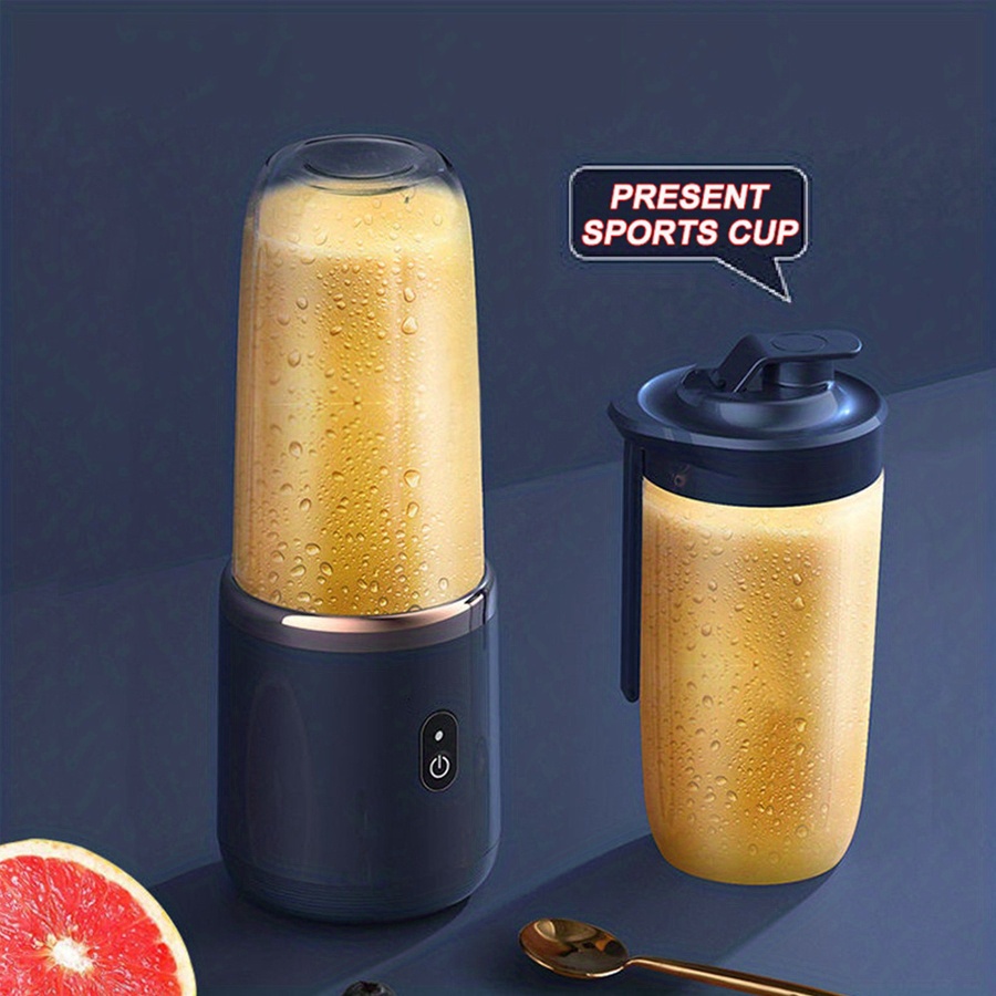 2cups electric fruit juicer blender juice mixer mini wireless portable household usb charging 6 blade gift juice cup details 2