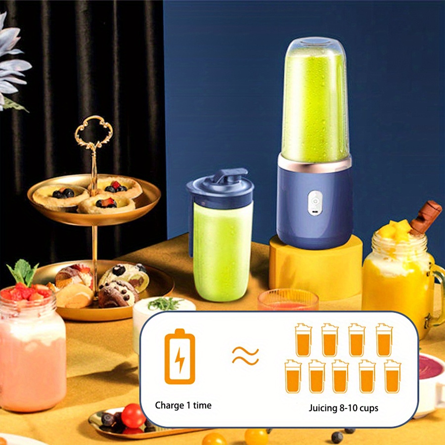 2cups electric fruit juicer blender juice mixer mini wireless portable household usb charging 6 blade gift juice cup details 4