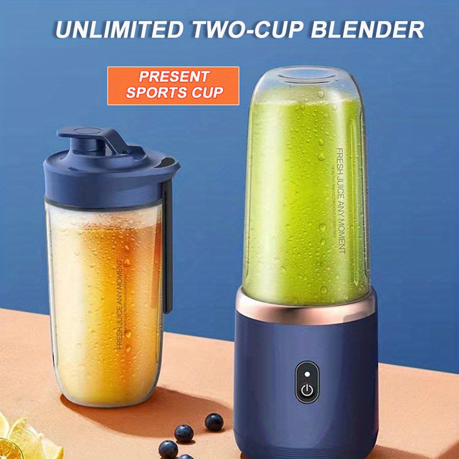2cups electric fruit juicer blender juice mixer mini wireless portable household usb charging 6 blade gift juice cup details 5