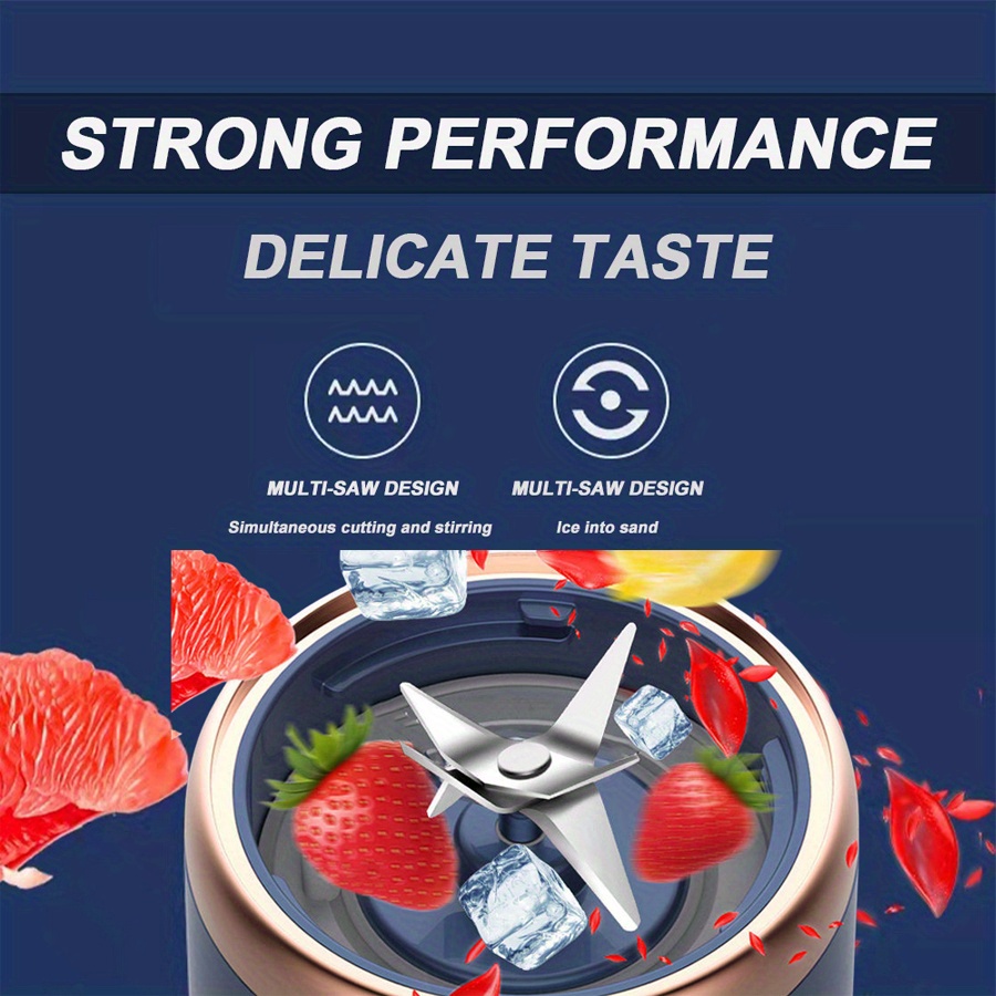 2cups electric fruit juicer blender juice mixer mini wireless portable household usb charging 6 blade gift juice cup details 6