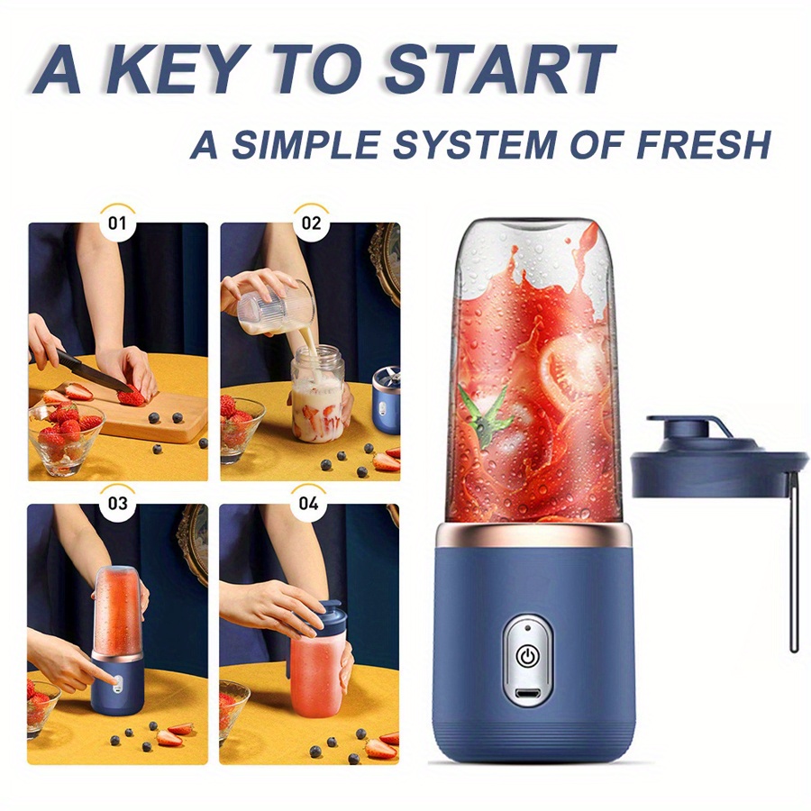 2cups electric fruit juicer blender juice mixer mini wireless portable household usb charging 6 blade gift juice cup details 8