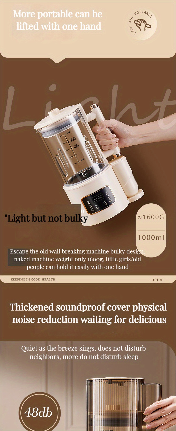 1500ml high capacity glass blender and juice maker with heating function perfect for soy milk and food supplements quiet and multi functional cooking machine with soundproof cover ideal for 2 8 people details 3